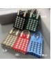 Large Capacity Super Soft Houndstooth Patterned Knitted Cellphone Bag W Strap (Heart Button Closure)